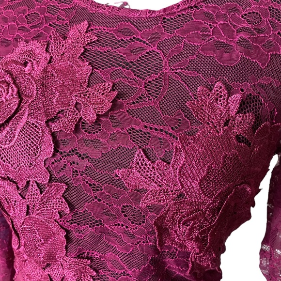 Vintage Charlotte Russe Amaranth Magenta Lace Pencil Dress - Picture 4 of 14